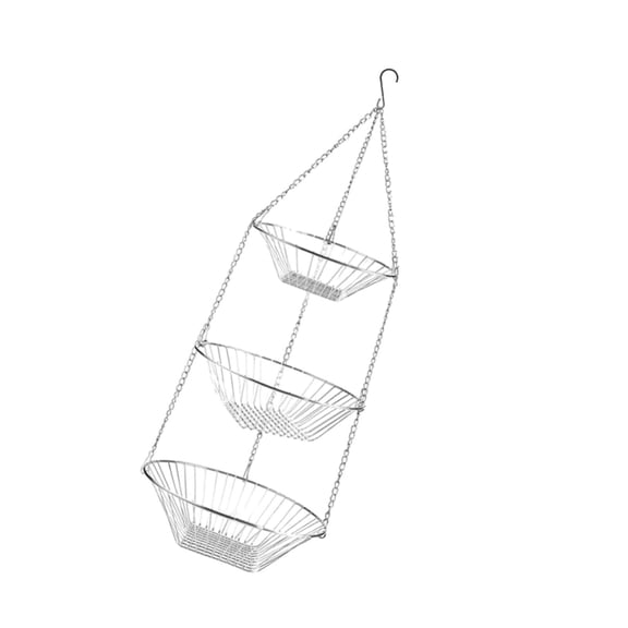 Nishiyuenyi 3 Tier Fruit Hanging Basket Ceiling Hanger Removable Wire Basket Fruit Organizer