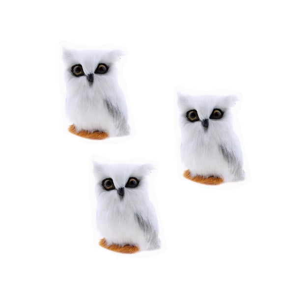 Nishiyuenyi 3Pcs Mini Simulation Owl Animal Home Decoration Simulation Artificial Owl White