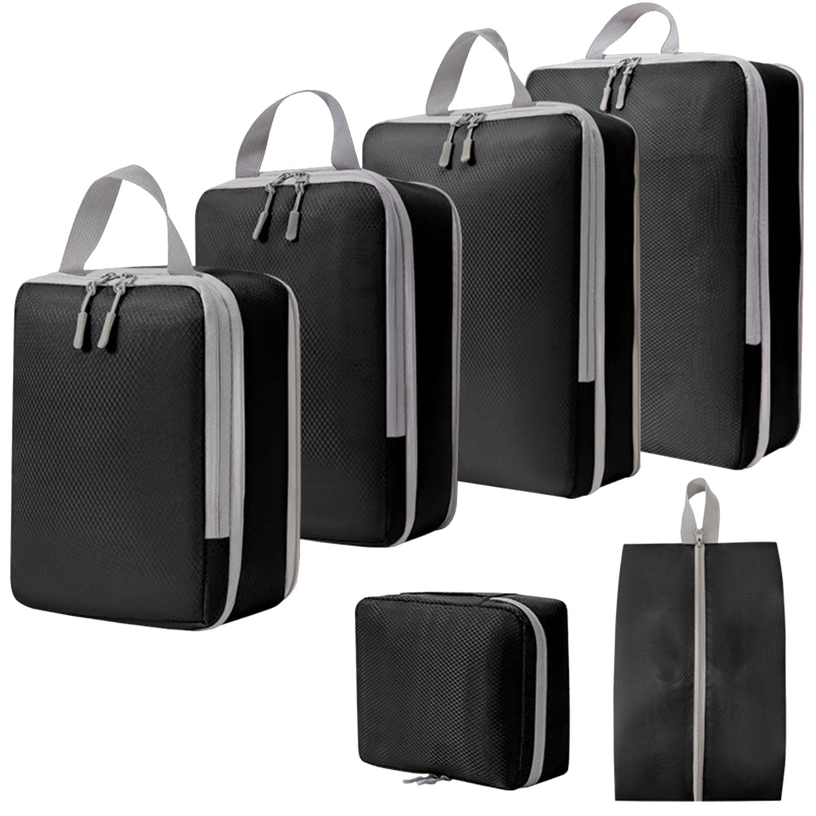 Nishiyuenyi 6 Pack Compression Cubes, Clothes Storage Bags, Breathable Toiletry Bag, Luggage black