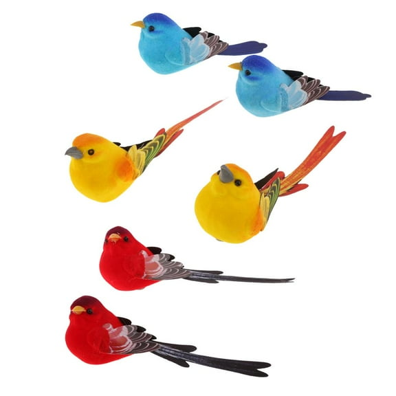 Nishiyuenyi 6pcs Lifelike Artificial Birds Taxidermy Yard Garden Lawn Decor Vivid Animal