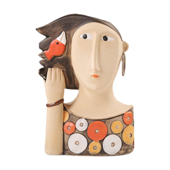 Nishiyuenyi Abstract Face Vase Abstract Statue Decorations Sculpture Ceramic Vase for Studio 14cmx6.7cmx19.5cm