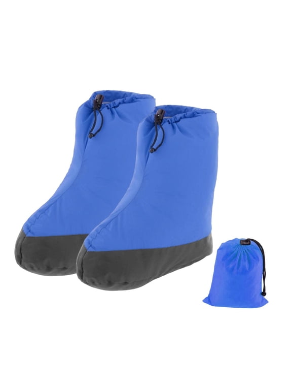 Adult Down Booties, Outdoor Boots, Comfortable Socks, Ankle Boots, Easy to Pack, L blue