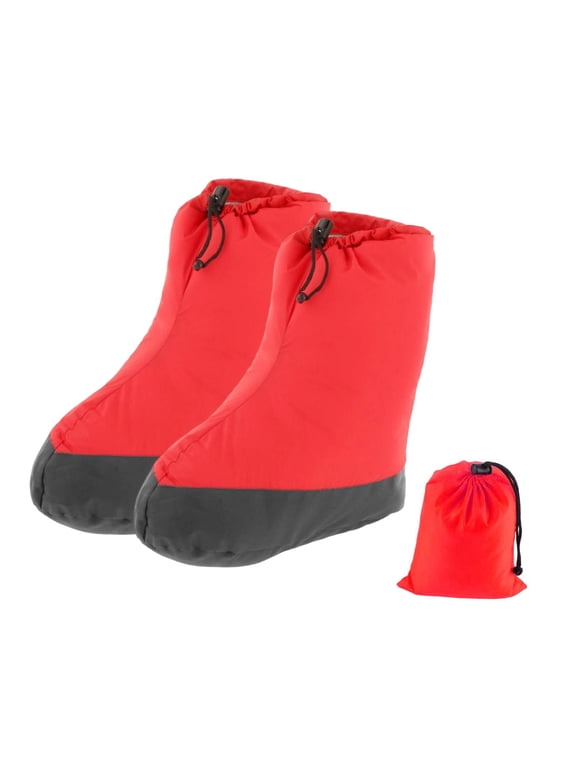 Adult Down Booties, Outdoor Boots, Comfortable Socks, Ankle Boots, Easy to Pack, L red