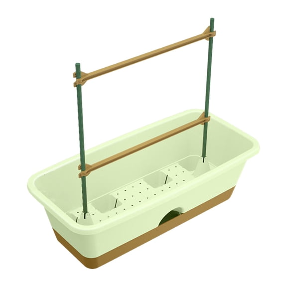 Nishiyuenyi Balcony Planter, Rectangular Planter with Climbing Pole, Detachable Window Resin green