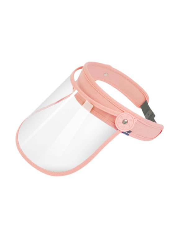 Blocking Clear Face Shield Hat Face Cap with Neck Protector Washable Transparent pink