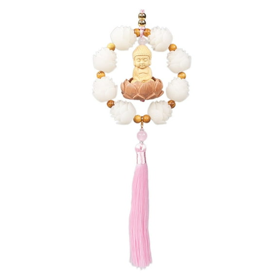 Nishiyuenyi Car Mirror Pendant Generic Buddha Delicate Car Interior Decoration for Pink Tassel