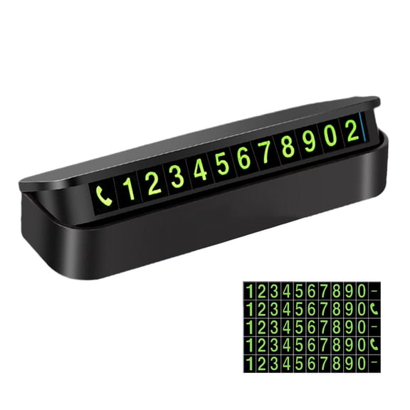 Nishiyuenyi Car Parking Number Plate Hidden Parking Phone Number Card Compact Universal Stop black glossy