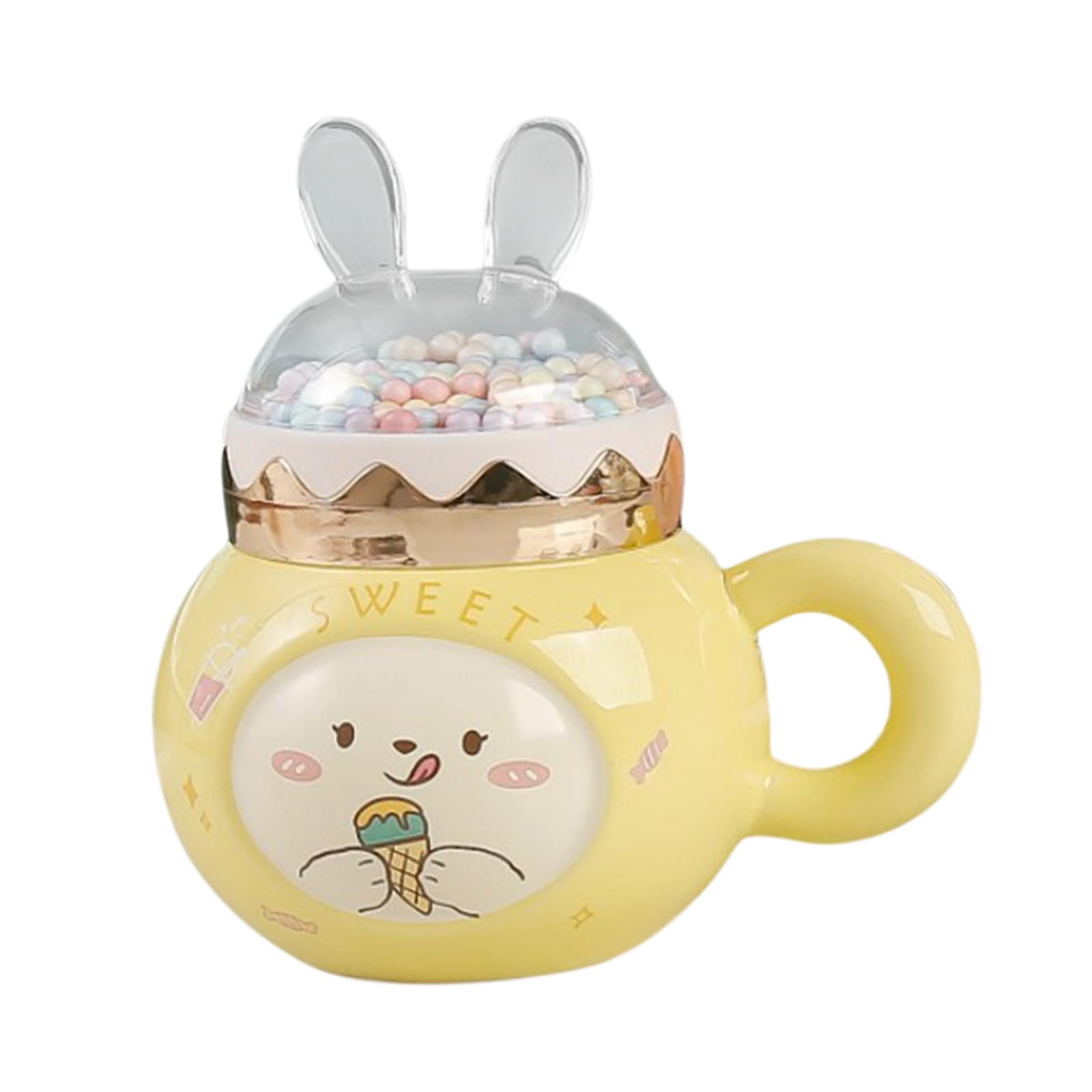 Nishiyuenyi Coffee Mugs Ceramic Cup Novelty with Handle and Lid 400ml Espresso Latte Mug for Light Yellow