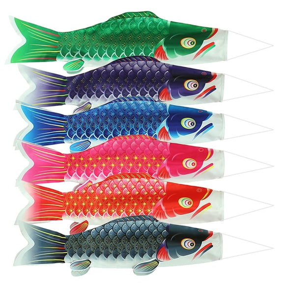 Nishiyuenyi Colorful Carp Sleeve Flag, Japanese Carp Sleeve Streamer, 6 Pieces Japanese Carp 50cm