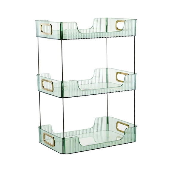 Nishiyuenyi Cosmetic Desk Rack, Bathroom Organizer, Decorated Tray, Cosmetic Perfume Storage Green Color 3 Tier