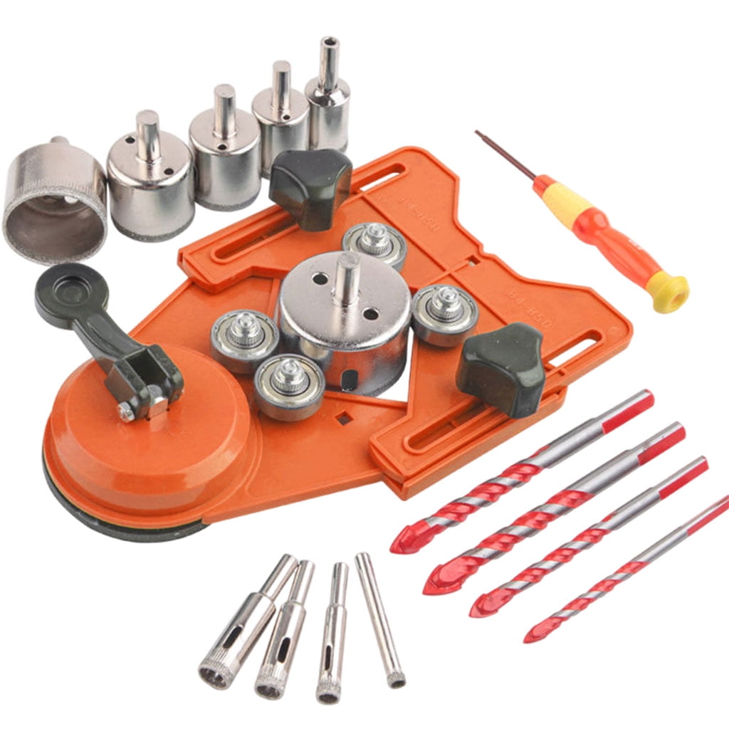 Nishiyuenyi Diamond Drill Bit Set Drill Guide Jig Fixture Locator Construction Tools Hole Saw Drill for Glass Marble Tile Ceramic 6pcs