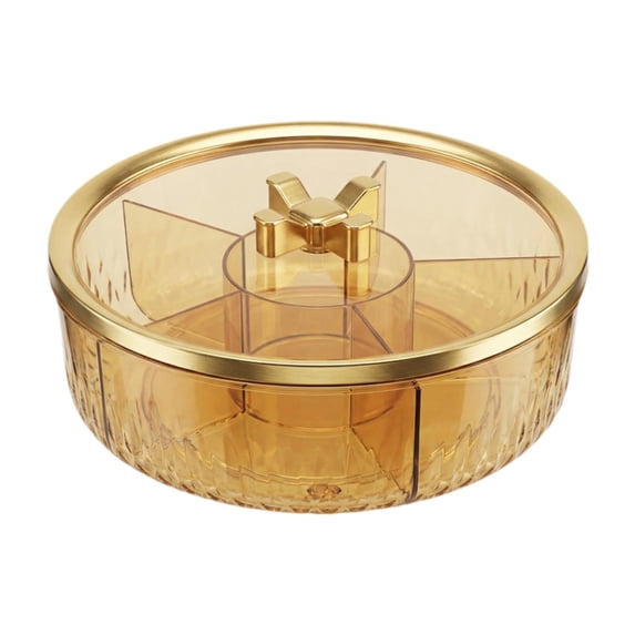 Nishiyuenyi Divided Serving Tray 360 degree Rotatable Appetizer Platter for Nuts Cookies Snack Gold