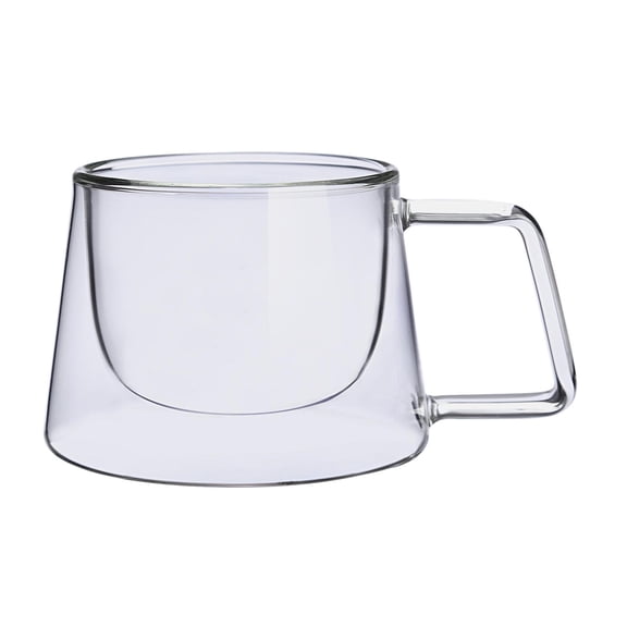 Nishiyuenyi Double Glass Cup Drink Mugs Heat Resistant With Handle For Ice Cream Cappuccino B