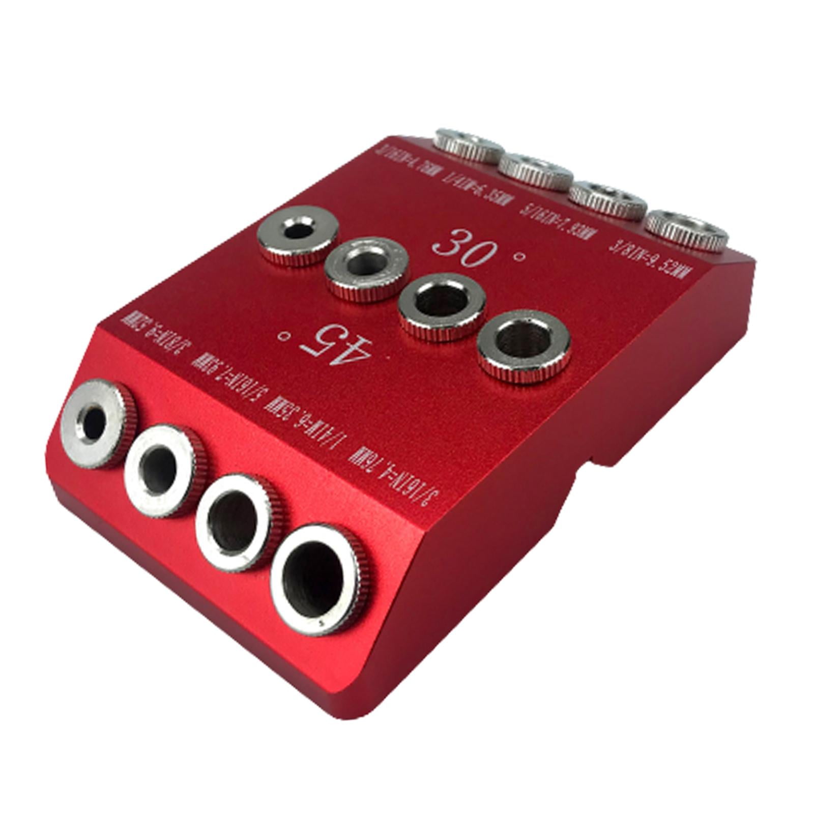 Nishiyuenyi Drill 30 45 90 Pocket Screw Jig Aluminum Lag Screw Drill Template Jig for Wooden Red