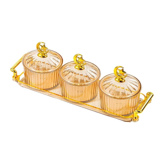 Nishiyuenyi Dry Fruit Tray with Lid Candy Nuts Dish Nuts Tray Nordic Divided Serving Platter yellow 3 grid