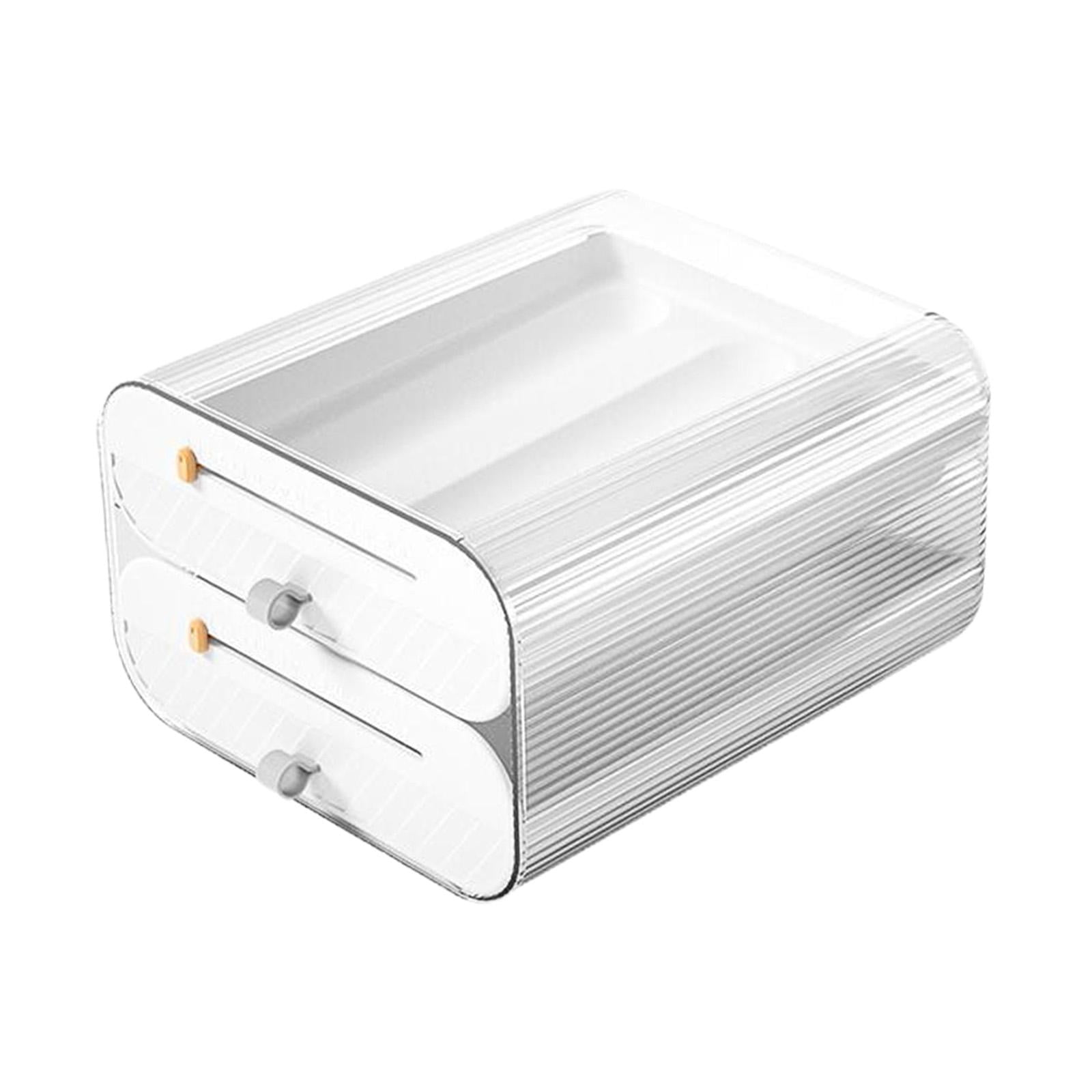 Nishiyuenyi Egg Holder Tray Clear Large Capacity 2 Layer Drawer Trays Refrigerator Organizer