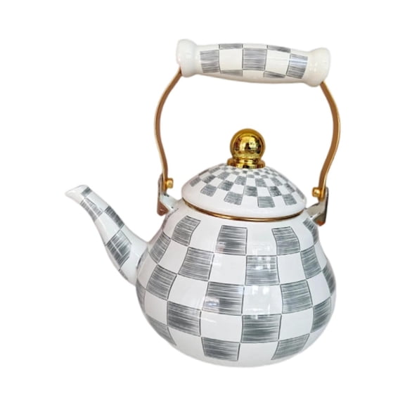 Nishiyuenyi Enamel Tea Kettle Retro Decorative Heat Resistant Water Boiler Tea Pot Teakettle 2L