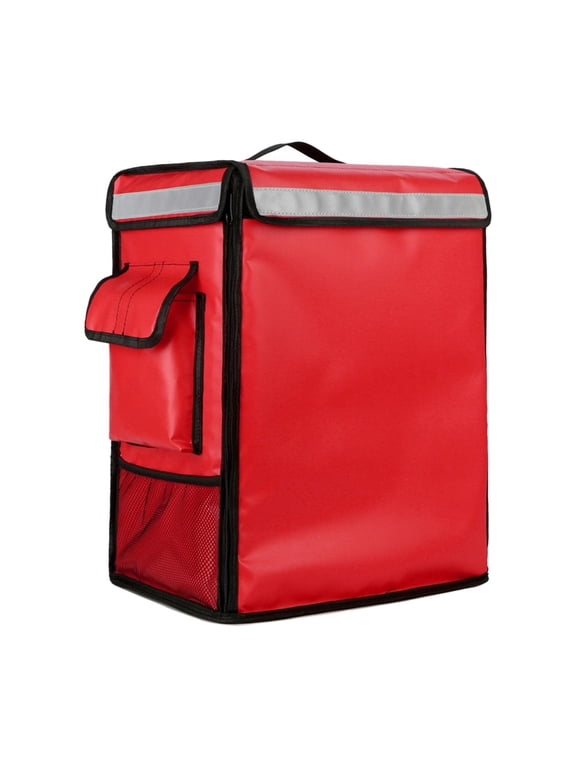 Food Delivery Backpack Catering Bag Mesh Pockets, Hot and Cold Thermal Food Bag, red
