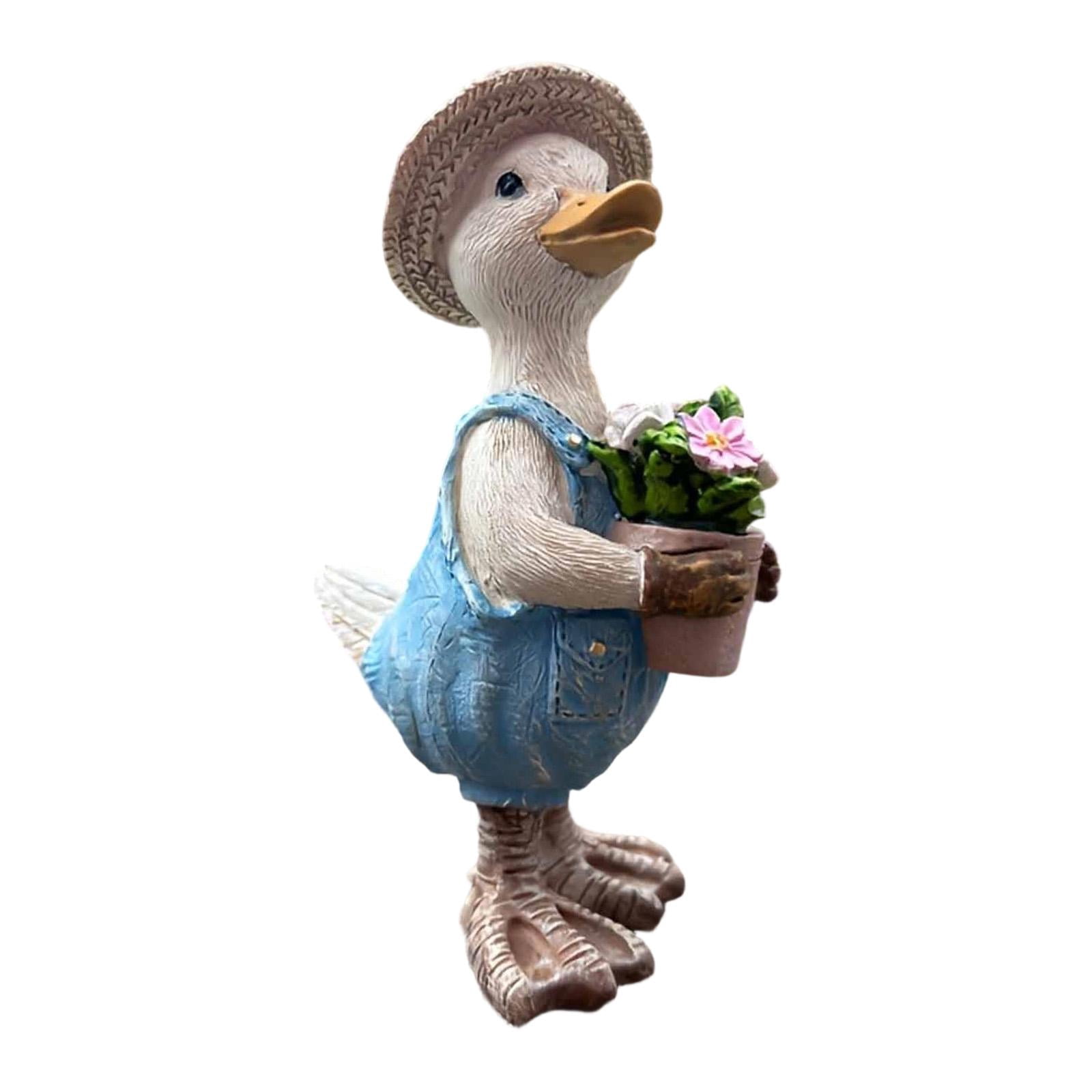 Nishiyuenyi Garden Miniature Figurine Animal Sculpture Desktop Bedroom Porch Duck Statue with Pot