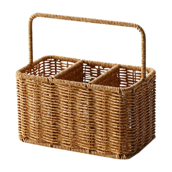 Nishiyuenyi Handwoven Basket 3 Slot Rectangle Storage Container Handmade Storage Bin Storage