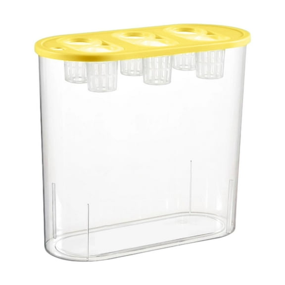 Nishiyuenyi Hydroponic Grower Box Transparent Hydroponic Planting Box 6 Holes Convenient Desktop Micro Landscape Tank for Cultivating Home Yellow