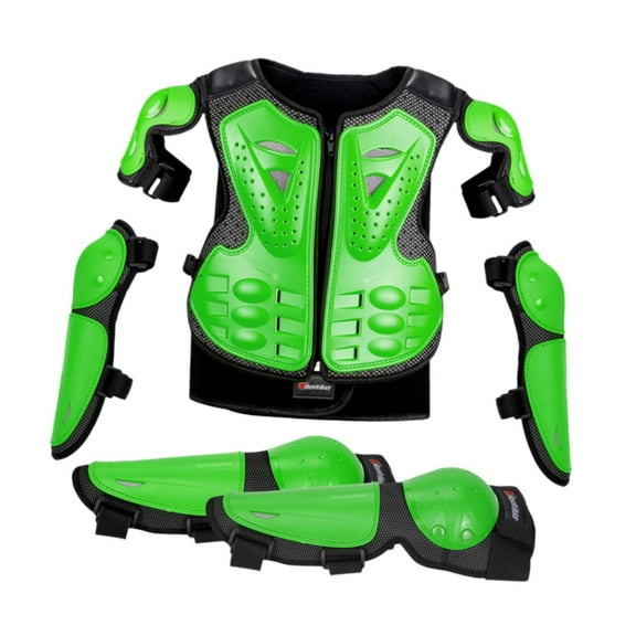 Nishiyuenyi Kids Motorcycle Guard Suit with Elbow Knee Pads Dirt Bike Gear Riding Protection Green