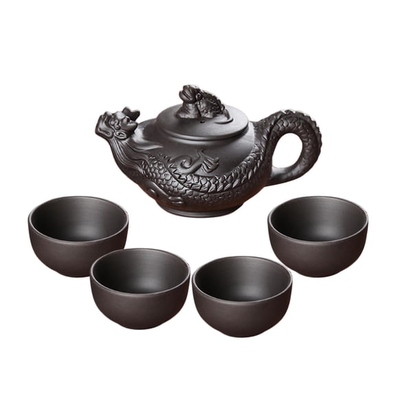 Nishiyuenyi Kung Fu Tea Set,Teapot And Cups,Practical Supplies for ,Collections,Handmade Tea Black