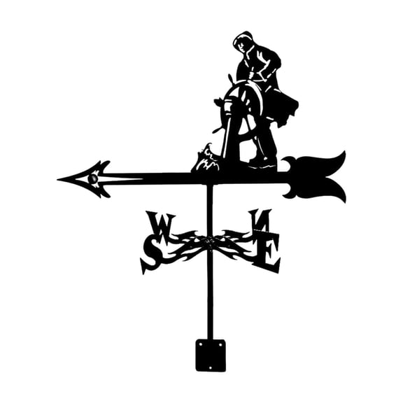Nishiyuenyi Metal Weather Vane, Iron Art Ornament, Retro Wind Direction Indicator, Wind Vane Helmsman