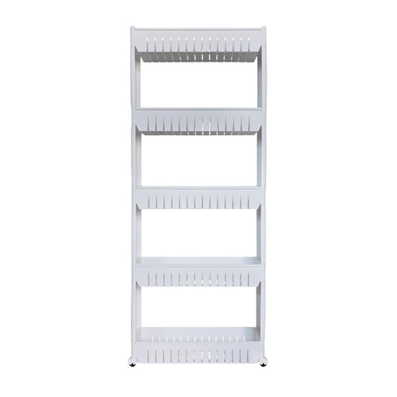 Nishiyuenyi Mobile Shelving Unit Organizer with 5 Tiers Storage Shelf, Slim Slide Out Pantry Storage Rack for Narrow Spaces Gray