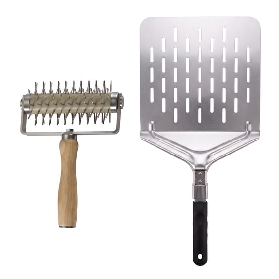 Nishiyuenyi Pizza Docker Roller Wheel Cutter with Spikes Holes Maker Stainless Steel Pastry Roller Wood Handle for Bread Pie Dough Suitable for Home Kitchen Use
