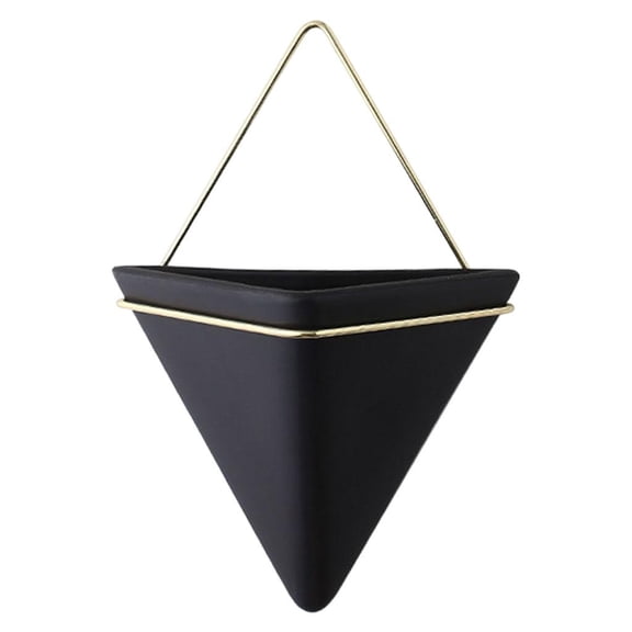 Nishiyuenyi Planter Plant Planter Ceramic Medium Holder Geometric Triangle Diamond Succulent Black L