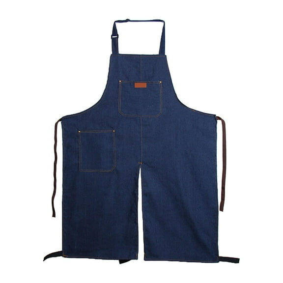 Nishiyuenyi Pottery Denim Split Leg Apron Hanging Neck Washable Portable for Working Ceramic