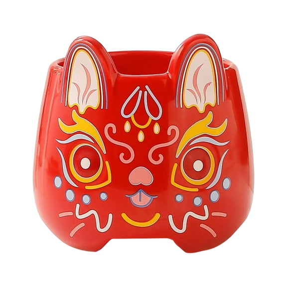 Nishiyuenyi Rabbit Shape Breakfast Drinking Cup Teaware Mug with Handle Ceramic 450ml Coffee Red
