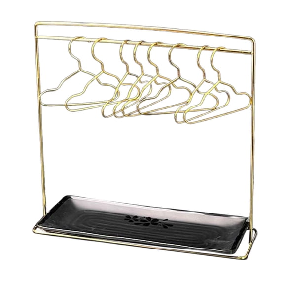 Nishiyuenyi Stainless Steel Grill Shelf Serving Tray with 8 Hooks with Bottom Tray Easy to gold