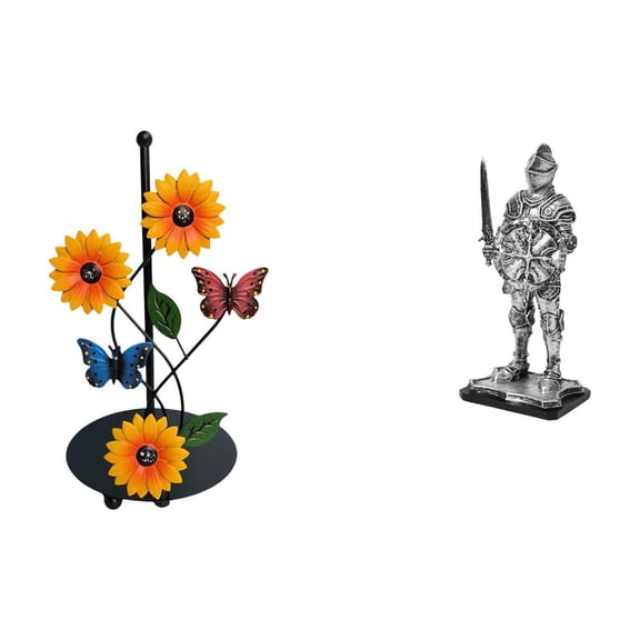 Nishiyuenyi Toilet Paper Holder Paper Towel Holder Countertop Desktop Figurine Knight Statue Crafted From Iron And Resin Suitable for Kitchen Dining Table Office
