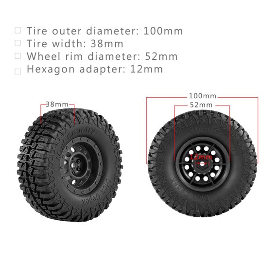 Nishore Accessories,100mm 1.9 Inch Redcat Scx10 D90 4pcs 100mm 1.9 Eryue Inch Rim Rubber Crawler D90 Tires 1.9 Inch Rim Rubber Tyre Tire D90 Crawler Tyre Tire Wheel Rim Rubber Tyre Qisuo Tires