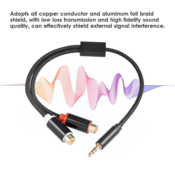Nishore Audio Cable,Male To Dual Pc Tv Dvd Cable 1/8 Inch Player Y Adapter Mobile Pc Tv 3.5mm Male To 1/8 Inch To Dual Rca 1ft Mobile Pc Cable Plated 1ft Plated 1ft Mobile Audio Cable Dvd Mp3 Player