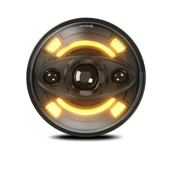 Nishore Automobile headlights,With Hi/lo Beam Led With Hi/lo Turn Waterproof 7 Hi/lo Beam 7 Inch Beam And And Turn Bortt Various With 7-inch Turn 6000k/3000k Round Modes Compatible With