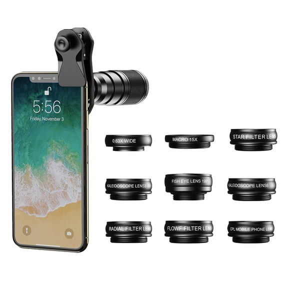 Nishore Camera lens,Kit With 22x Universal Clip Box Lens 198 Fisheye Filter Lens Universal Lens Kit With Wide Lens 15x Lens 0.63x Wide Lens Lens 0.63x 10-in-1 Lens Kit Lens Universal Clip Bortt