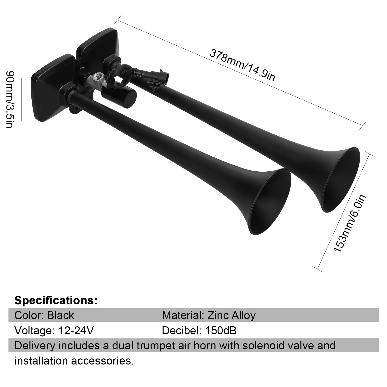 Nishore Car horn,Dual Air Loud Rv Marine Boat 1224v With Valve Car