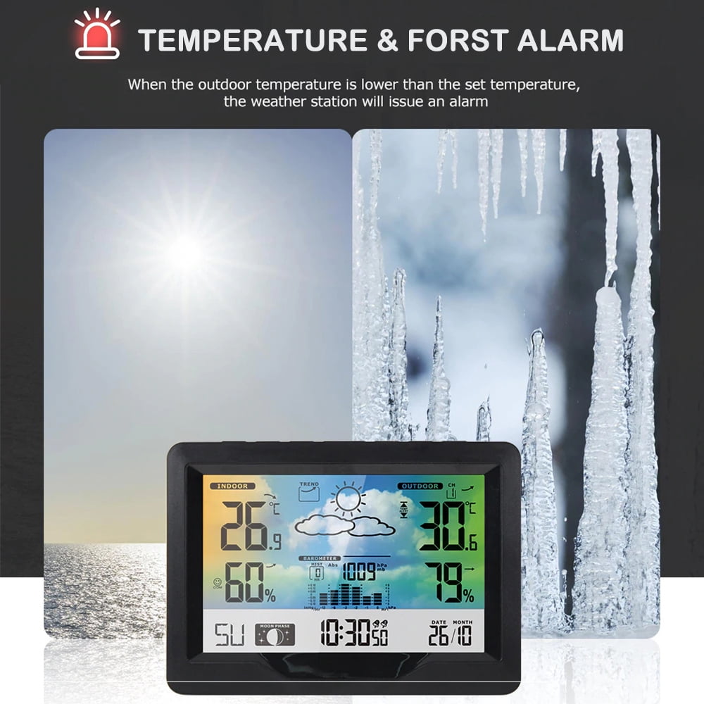 Nishore Clock,Indoor Color With Temperature Station With Alarm Clock Sooze Color Screen Weather With Alarm Clock Weather Station Clock Sooze Mode And With Alarm Hxber Qinquan