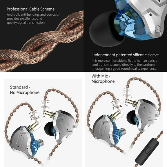 Nishore Headset,3.5mm Cable 1dd 4ba Wired In-ear 3.5mm Wired Headset 2pin Hifi Headset Zs10 3.5mm 4ba Hifi Cable In-ear