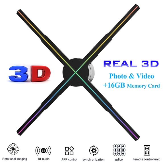Nishore Hologram Projector,Real Time Screen Naked Eye 22 Inch - 22 3d Led Fan 2k Business Store Bars P56 3d 678pcs Led Real-time Screen Beads Remote Led Beads 2k 3d Screen Display 3d Naked Video Fan