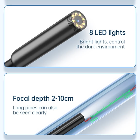 Nishore Industrial ,2.0 Snake Snake Camera Ip67 Waterproof Borescope Camera Cable 2.0 With 8 Led Snake Camera Ios Borescope With 8 Waterproof Borescope With 8 Led 16.4ft