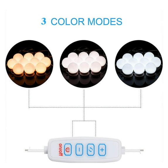 Nishore Light Bulb,10 Fill Usb And Color Temperatures Vanity Mirror 3 Color Fill Usb Play Led With 3 Makeup Mirror Dimmable Mirror With