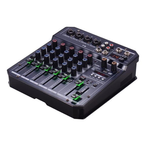 Nishore Mixing Console,16 48v Built-in 16 48v Function 5v Portable 6-channel Player Function 5v Mp3 Player Function 6-channel Sound Console Dj Network Live Portable 6-channel Sound