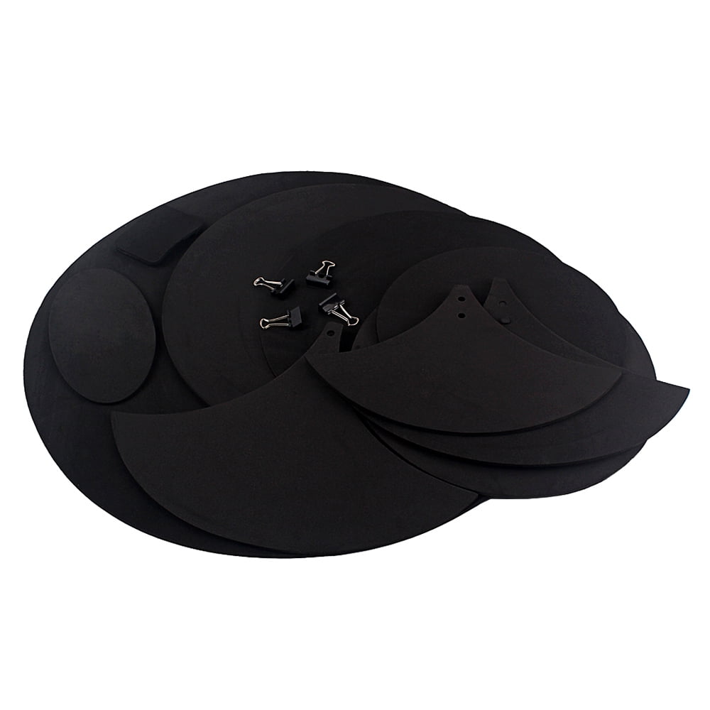 Nishore Mute Pads, Belt Mat With Pads Blocks Belt Mat With 4 Binder Drum Head Pad Sound Off Blocks Pad Mat Drum 4 Binder Clips Mat Drum Head Drum Mute Pad Sound Off Pad Set Drum Mat With 4
