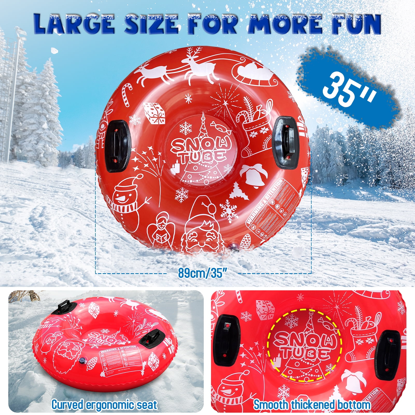 Nishore Snow Tube,Thicken Snow Winter Snow Winter Snow Tube Thicken Snow Tube With Handle Inflatable Pvc Tube Pvc Tube Thicken Snow Sled Heavy Duty Sleds Sled Winter Inch Inflatable Snow Handles