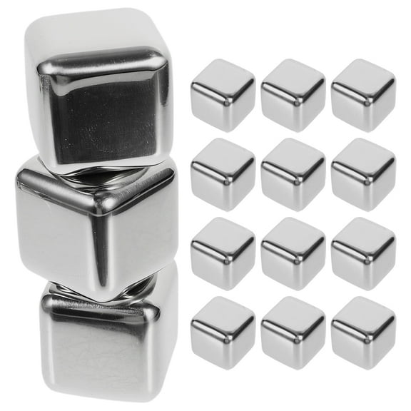Nishuna 15pcs Stainless Steel Poker Ice Cubes Whiskey Stones Beverage Cooling Rocks
