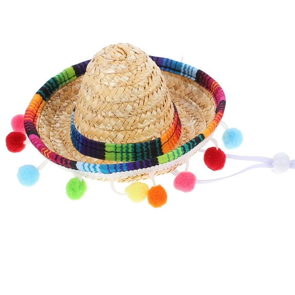 Nishuna Small Mexican Sombrero Hat with Chin Strap for Carnival, Holiday, Party, Fiesta, Costume, and Celebration